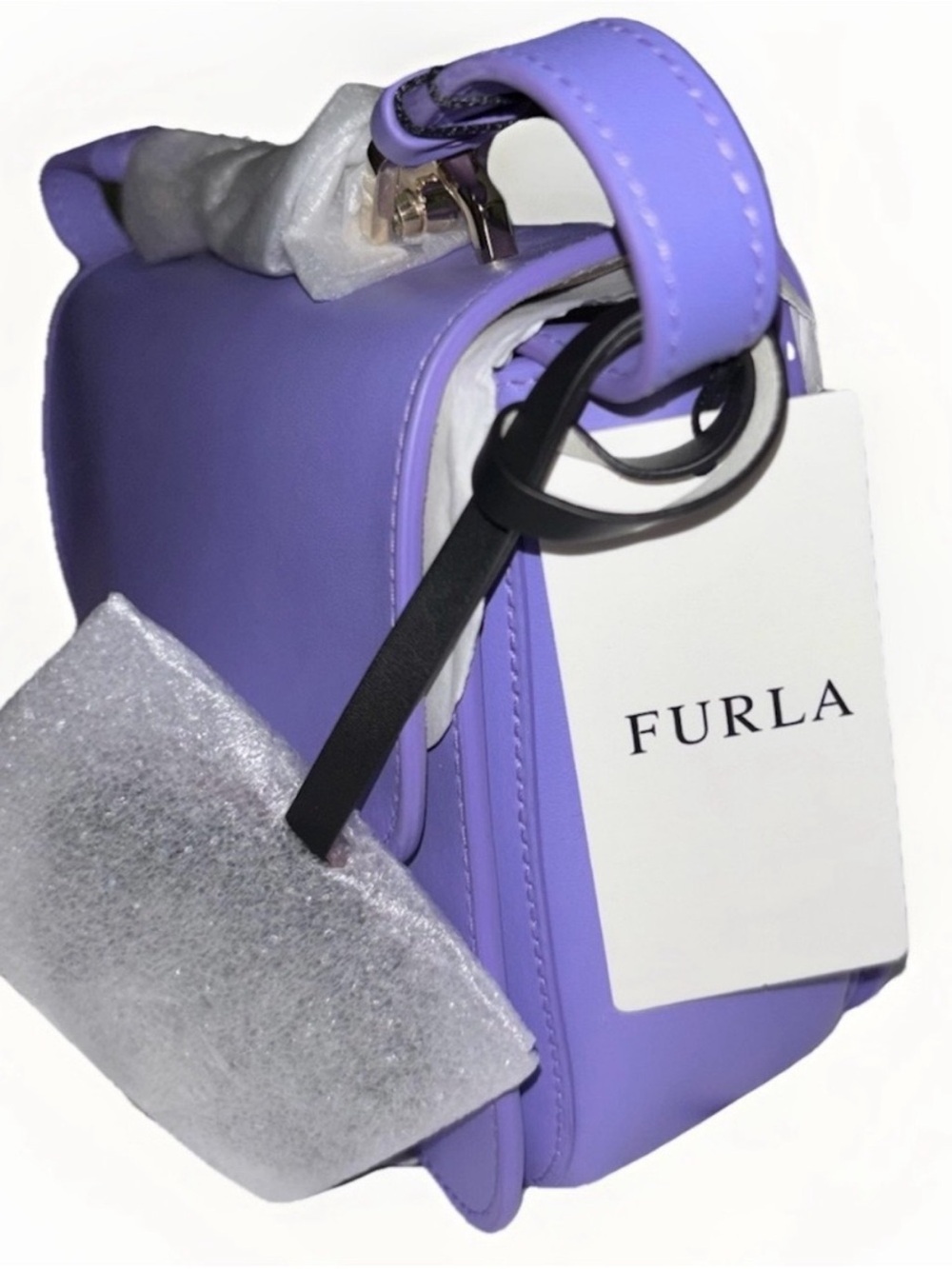 Furla Elisir small crossbody satchel in lilac smooth leather NWT made in Italy - Picture 12 of 16